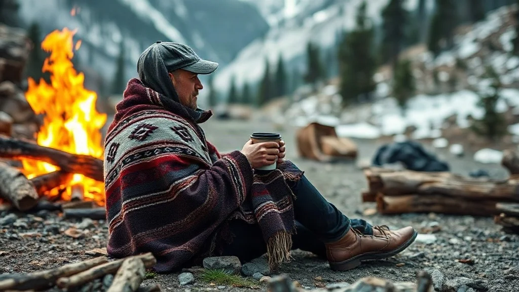 Real-world setting and styling use for Camping with Mexican Blankets