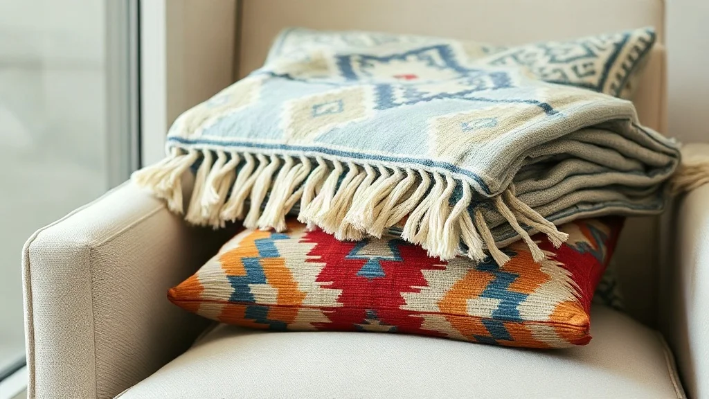 Artisan weave detail and material texture of How to Style Mexican Blankets for Modern Boho & Southwestern Decor