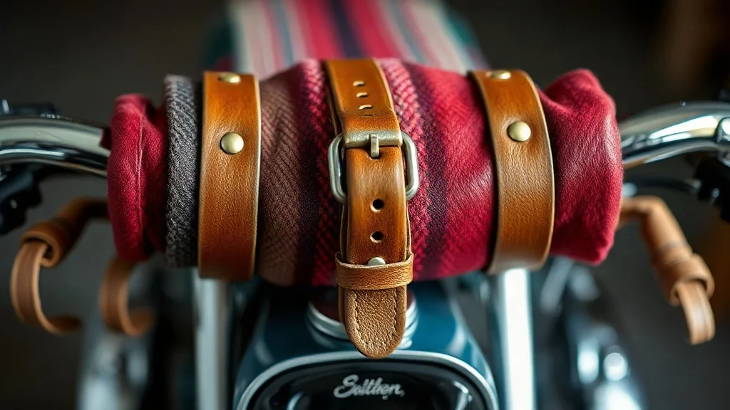Artisan weave detail and material texture of The Biker’s Guide to Mexican Blanket Rolls on Motorcycles